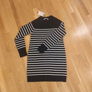Black and White Striped Sweater Dress